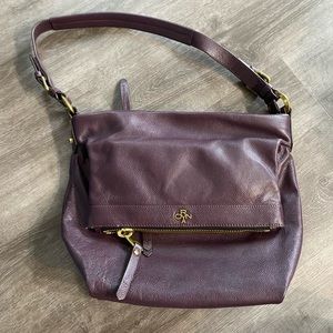 Oryany 100% Pebble Leather Fold Over Shoulder Purse. Beautiful dark maroon color